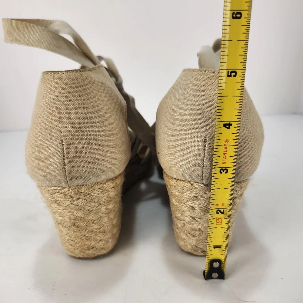 Vionic Women's‎ Preppy Lace-up Platform Wedge Sandals Beige Size 6.5